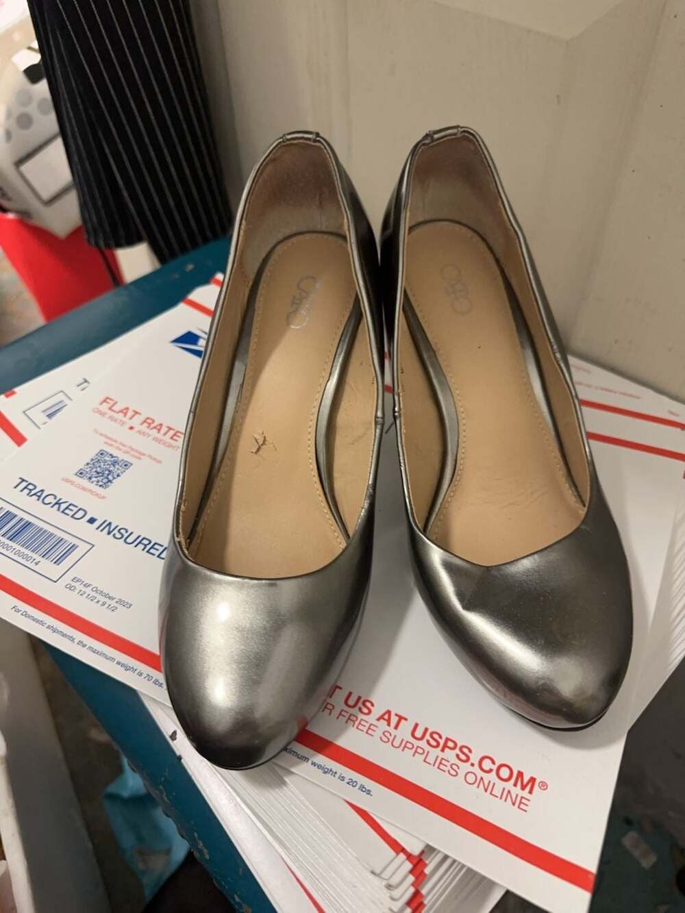Cato Metallic Silver Round Toe Pumps Size 8W